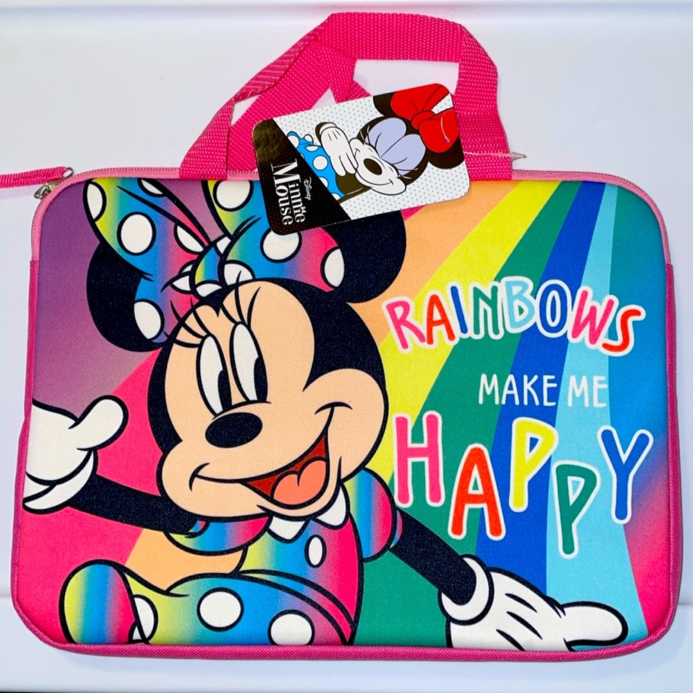 Disney Minnie Mouse Tablet iPad Laptop Carry Travel Case Padded 13 X 10 Rainbow
